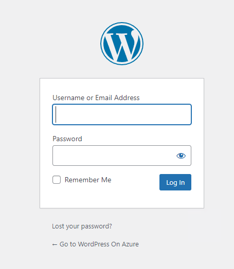 Screenshot of WordPress admin login